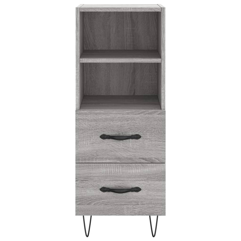 Highboard grå sonoma 34,5x34x180 cm konstruert tre