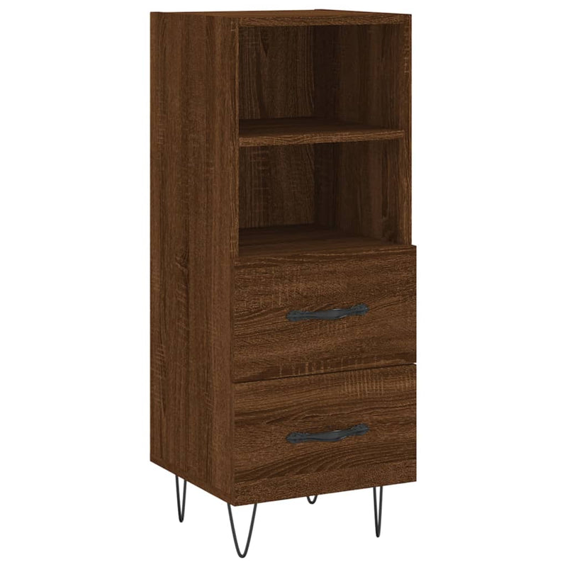 Highboard brun eik 34,5x34x180 cm konstruert tre