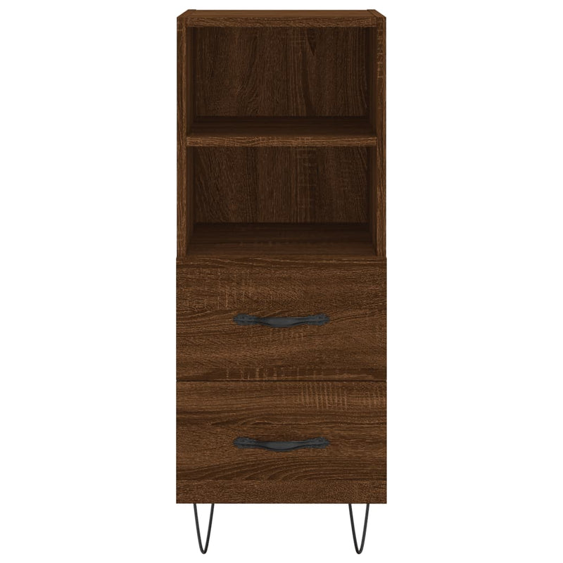 Highboard brun eik 34,5x34x180 cm konstruert tre