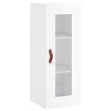 Highboard høyglans hvit 34,5x34x180 cm konstruert tre