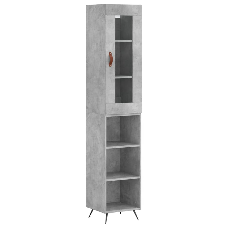 Highboard betonggrå 34,5x34x180 cm konstruert tre