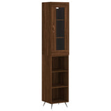 Highboard brun eik 34,5x34x180 cm konstruert tre