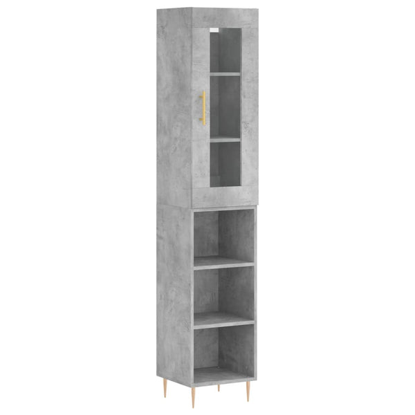 Highboard betonggrå 34,5x34x180 cm konstruert tre