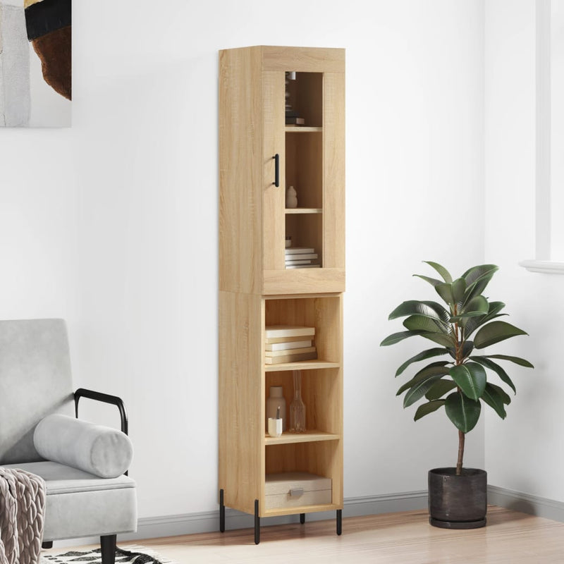 Highboard sonoma eik 34,5x34x180 cm konstruert tre