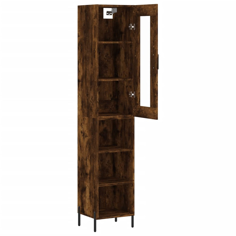 Highboard røkt eik 34,5x34x180 cm konstruert tre