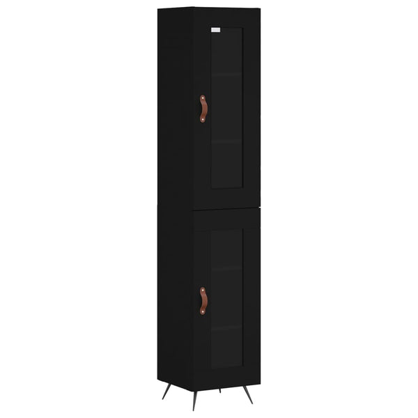 Highboard svart 34,5x34x180 cm konstruert tre