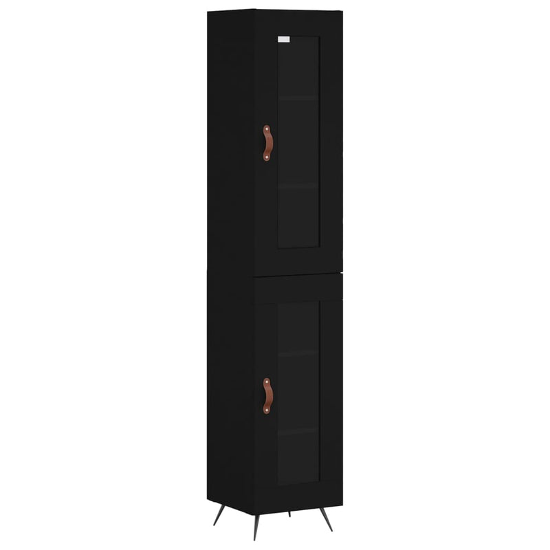 Highboard svart 34,5x34x180 cm konstruert tre