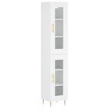 Highboard hvit 34,5x34x180 cm konstruert tre