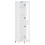 Highboard hvit 34,5x34x180 cm konstruert tre