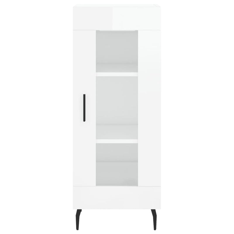 Highboard høyglans hvit 34,5x34x180 cm konstruert tre