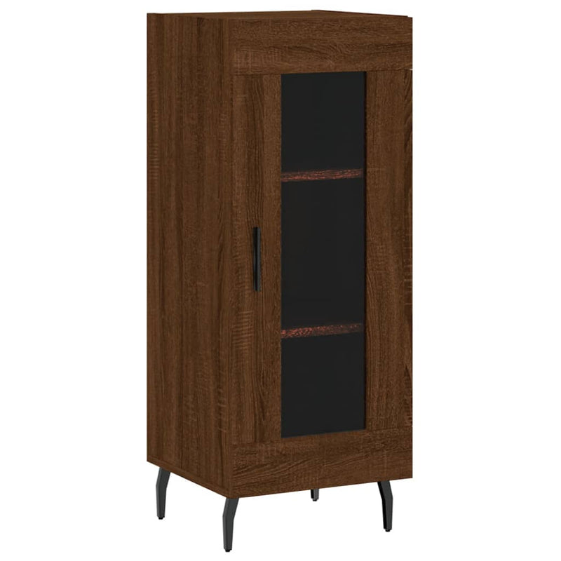 Highboard brun eik 34,5x34x180 cm konstruert tre