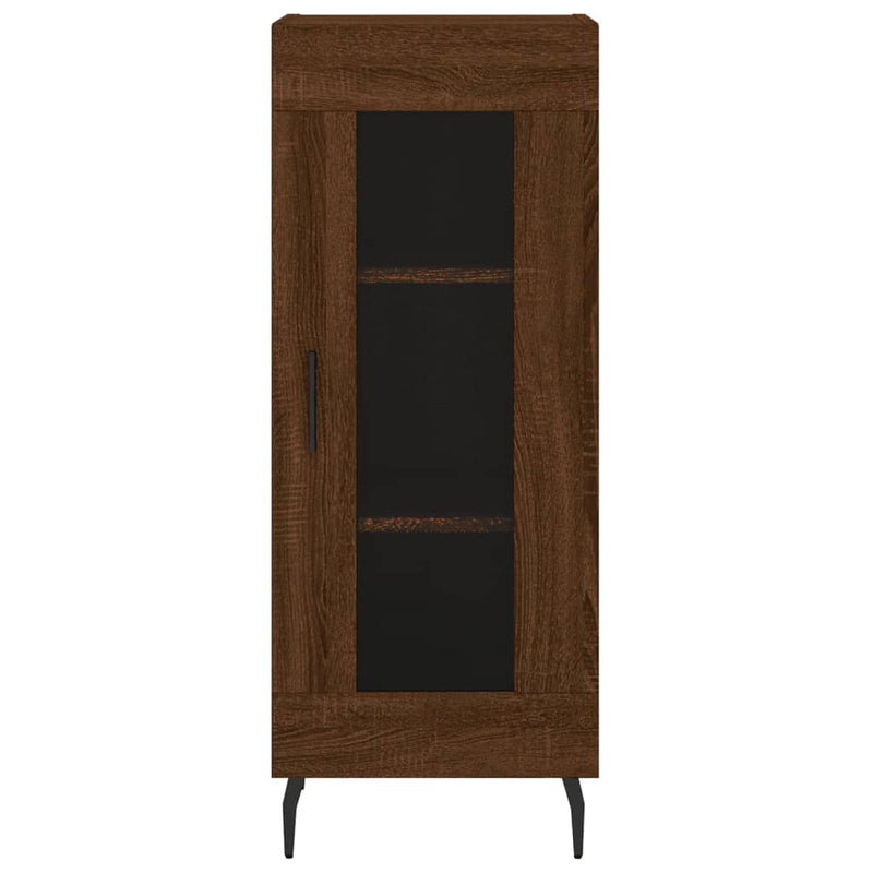 Highboard brun eik 34,5x34x180 cm konstruert tre