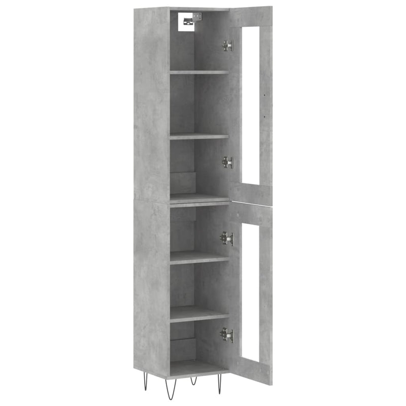 Highboard betonggrå 34,5x34x180 cm konstruert tre