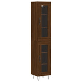 Highboard brun eik 34,5x34x180 cm konstruert tre