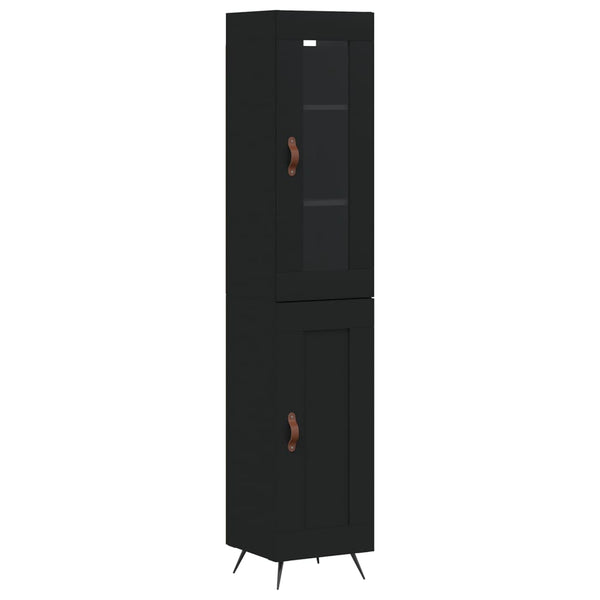 Highboard svart 34,5x34x180 cm konstruert tre