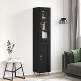 Highboard svart 34,5x34x180 cm konstruert tre