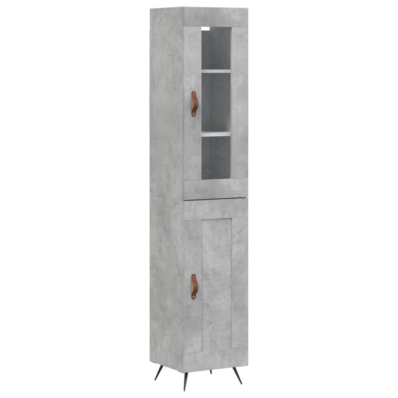 Highboard betonggrå 34,5x34x180 cm konstruert tre