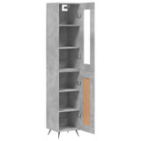 Highboard betonggrå 34,5x34x180 cm konstruert tre