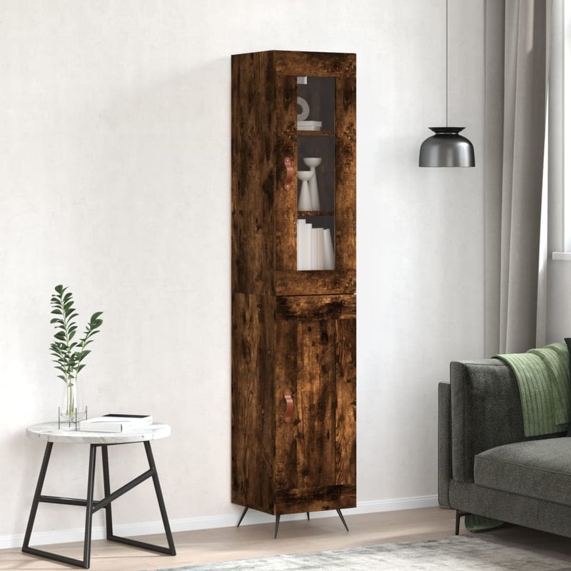 Highboard røkt eik 34,5x34x180 cm konstruert tre