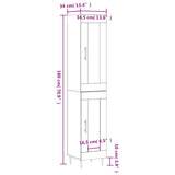 Highboard grå sonoma 34,5x34x180 cm konstruert tre