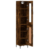 Highboard røkt eik 34,5x34x180 cm konstruert tre