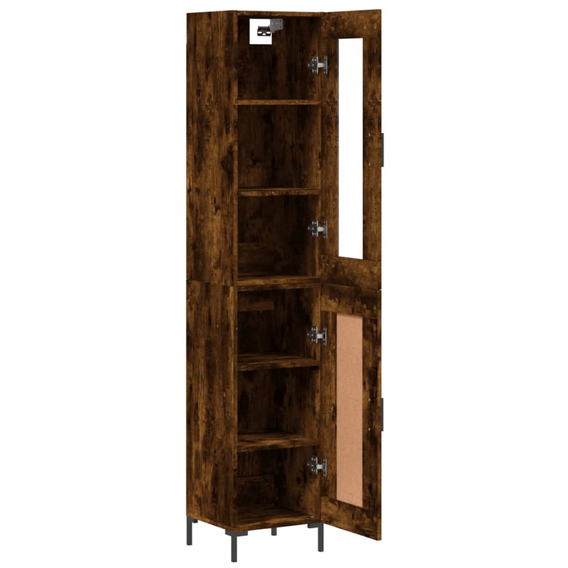 Highboard røkt eik 34,5x34x180 cm konstruert tre