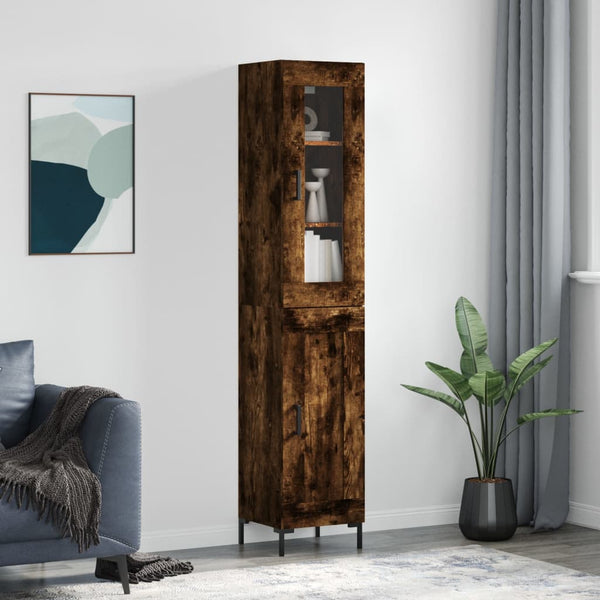 Highboard røkt eik 34,5x34x180 cm konstruert tre