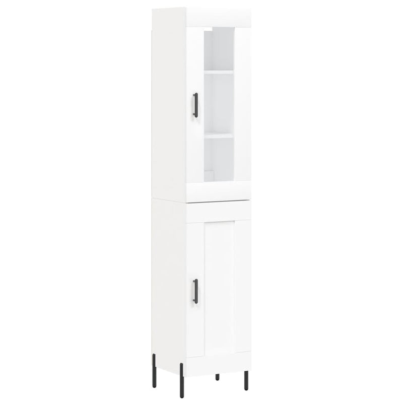 Highboard hvit 34,5x34x180 cm konstruert tre