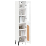 Highboard hvit 34,5x34x180 cm konstruert tre