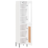 Highboard hvit 34,5x34x180 cm konstruert tre