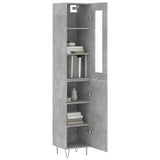 Highboard betonggrå 34,5x34x180 cm konstruert tre