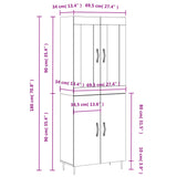 Highboard røkt eik 69,5x34x180 cm konstruert tre