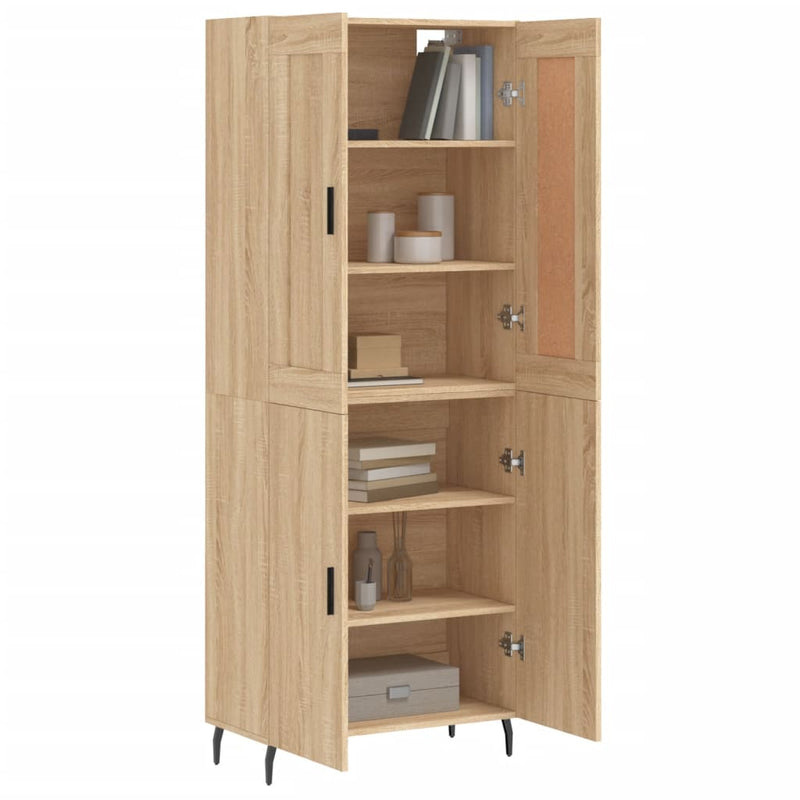 Highboard sonoma eik 69,5x34x180 cm konstruert tre