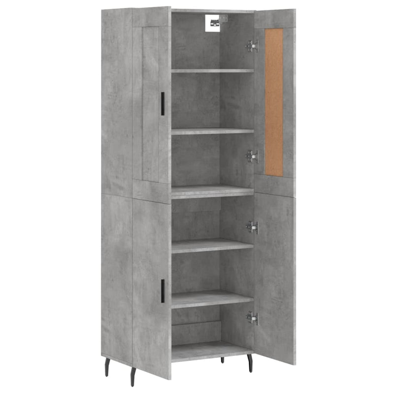 Highboard betong grå 69,5x34x180 cm konstruert tre