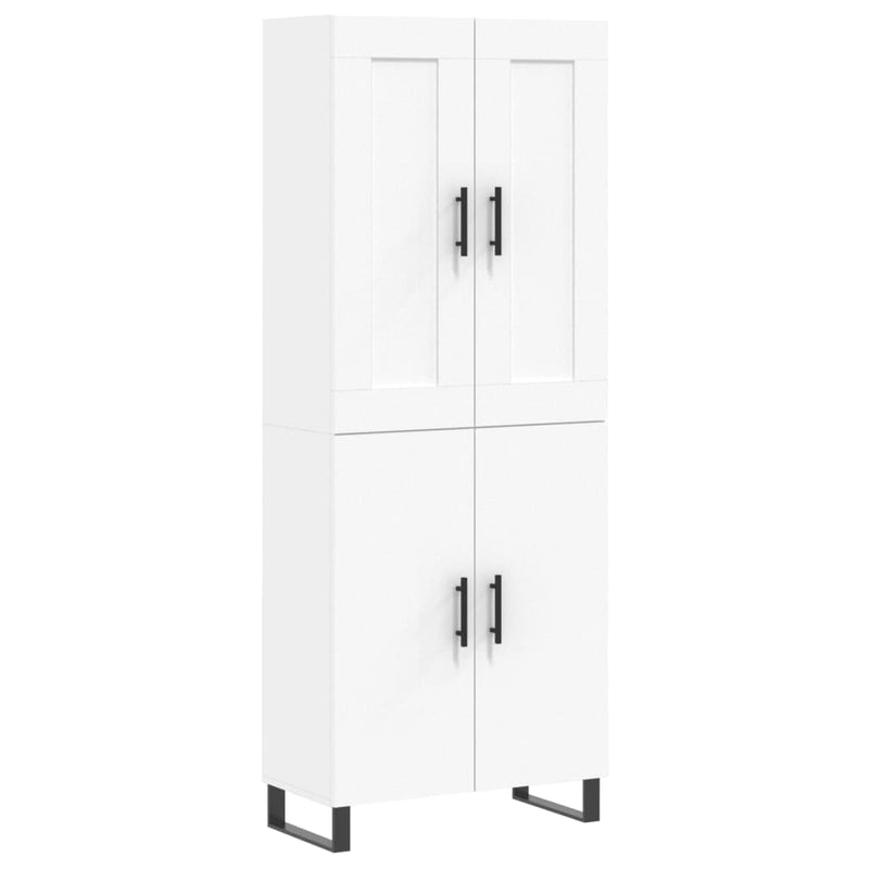 Highboard hvit 69,5x34x180 cm konstruert tre