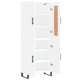 Highboard hvit 69,5x34x180 cm konstruert tre