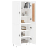 Highboard hvit 69,5x34x180 cm konstruert tre