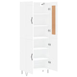 Highboard hvit 69,5x34x180 cm konstruert tre