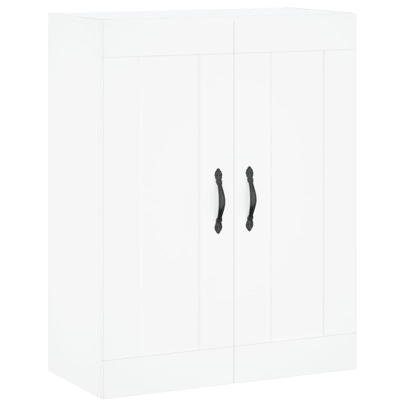 Highboard hvit 69,5x34x180 cm konstruert tre