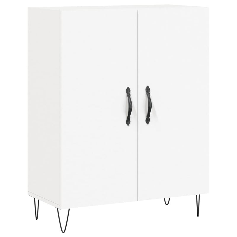 Highboard hvit 69,5x34x180 cm konstruert tre