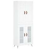 Highboard hvit 69,5x34x180 cm konstruert tre