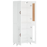 Highboard hvit 69,5x34x180 cm konstruert tre