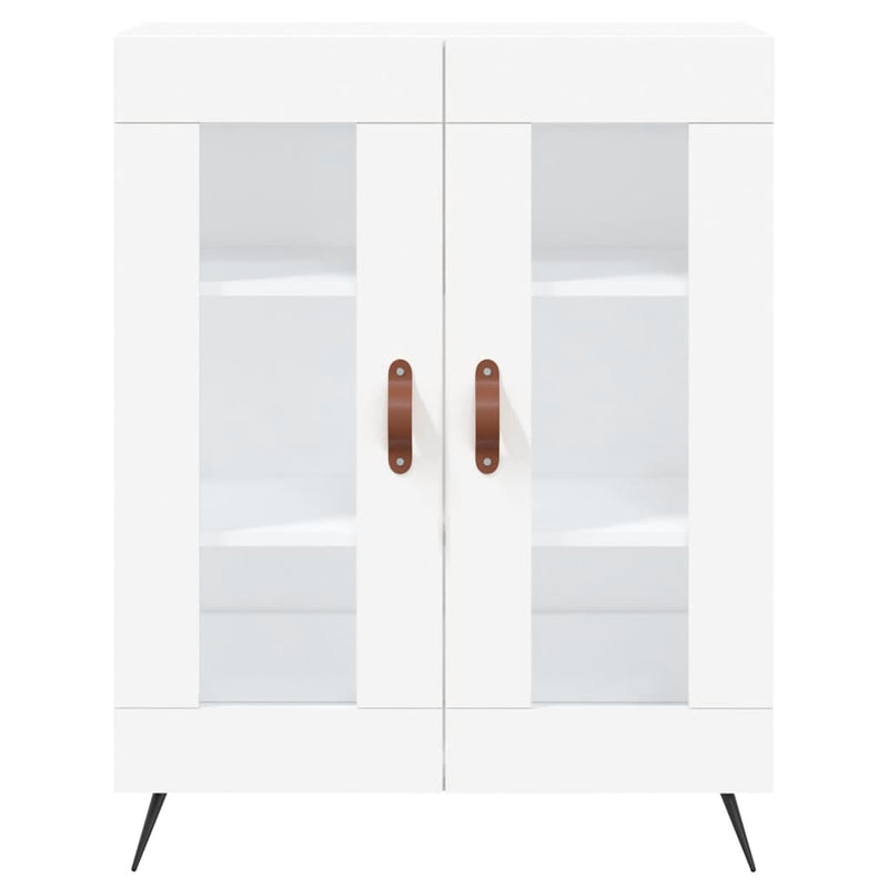 Highboard hvit 69,5x34x180 cm konstruert tre