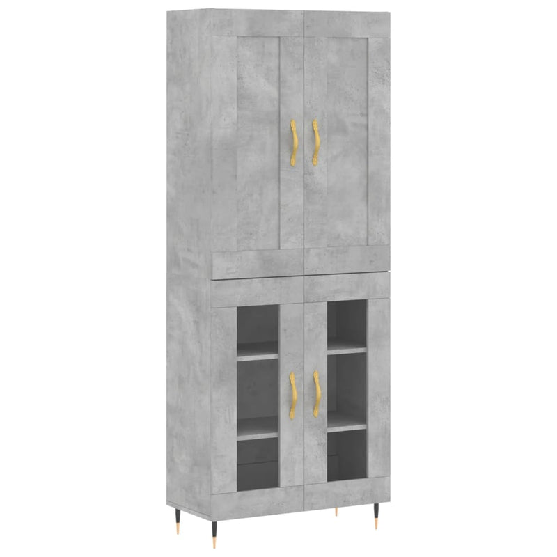 Highboard betong grå 69,5x34x180 cm konstruert tre