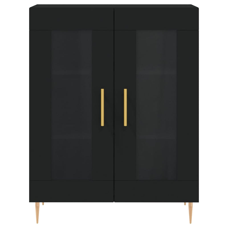 Highboard svart 69,5x34x180 cm konstruert tre