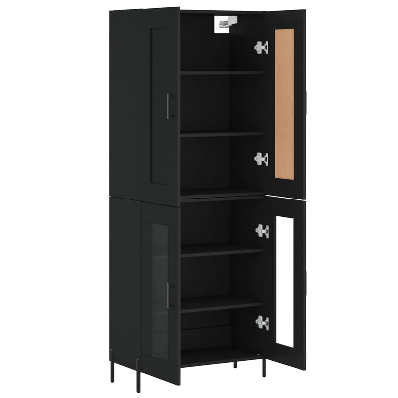 Highboard svart 69,5x34x180 cm konstruert tre