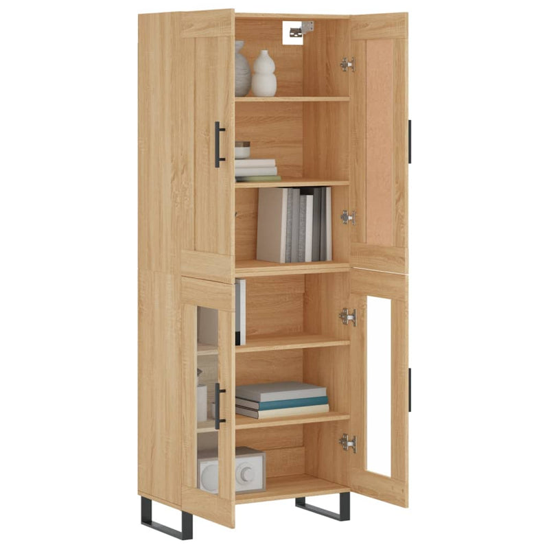 Highboard sonoma eik 69,5x34x180 cm konstruert tre