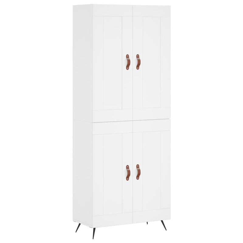 Highboard hvit 69,5x34x180 cm konstruert tre