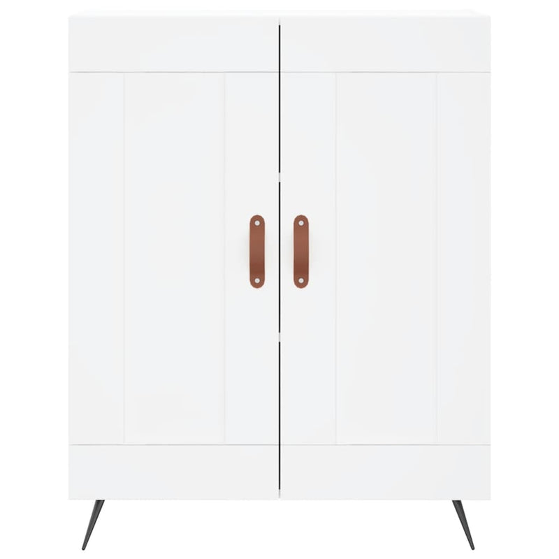 Highboard hvit 69,5x34x180 cm konstruert tre