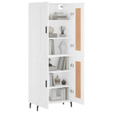 Highboard hvit 69,5x34x180 cm konstruert tre